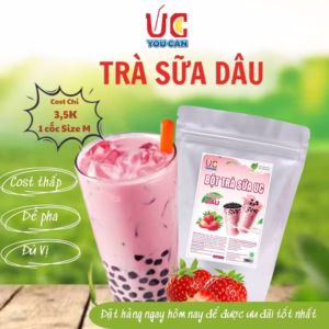 Bột Trà Sữa Dâu Hòa Tan, Đậm Vị, Thơm Ngon, Nước Uống Giải Khát, Dễ Pha Túi 500Gr - Lady'S Passion