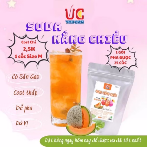 Soda Dưa Lưới, Nước Uống Giải Khát Có Sẵn Gas, Không Cần Siro Và Nước Có Gas, Thơm Ngon, Dễ Pha Túi 500Gr Sddl - Lady'S Passion