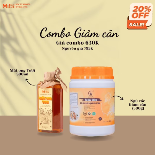 Combo_Ngũ Cốc Giảm Cân Zena Slim 500G & Mật Ong Tươi 500Ml_Redmelon