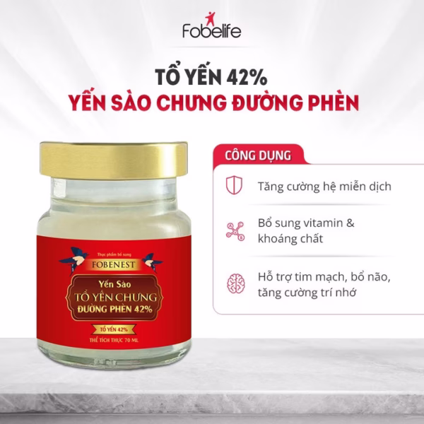 Yến Sào Fobenest Đường Phèn 70Ml 42% Sợi Tổ Yến - Fobelife