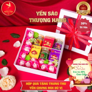 Hộp Quà Tặng Trung Thu 3 Hũ Yến Chưng Mix Vị-Nhân Việt