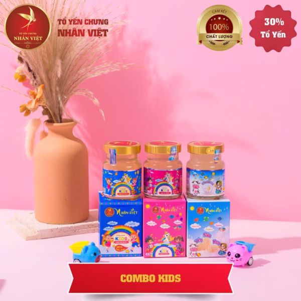 Bộ 3 Sản Phẩm Yến Sào 30% Yến Chưng Sẵn Cho Bé Nhân Việt Kids - Nhân Việt