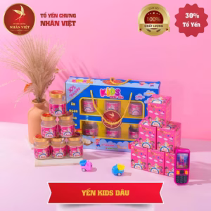 Lốc 6 Hũ Yến Sào Chưng Sẵn Vị Dâu Tây Cho Bé Nhân Việt Kids 30% Yến Hũ 70Ml