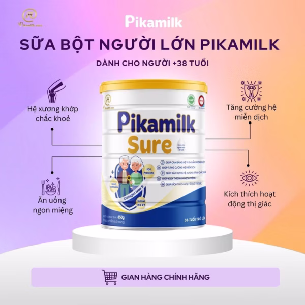 Sữa Pikamilk Sure Tăng Cường Hệ Cơ Xương Khớp Chống Loãng Xương Ở Người Trên 38 Tuổi - Pikamilk