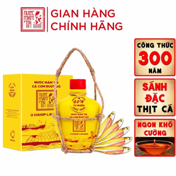 01 Bình Gốm Nước Mắm Tĩn Cá Cơm Ruột Đỏ Độ Đạm 60N 250Ml - Nước Mắm Tĩn