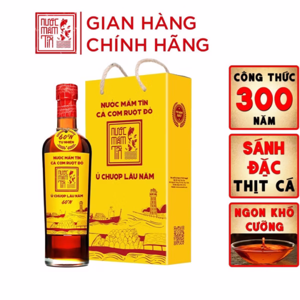 01 Chai Nước Mắm Tĩn Cá Cơm Ruột Đỏ Độ Đạm 60N Chai Thủy Tinh 500Ml - Nước Mắm Tĩn