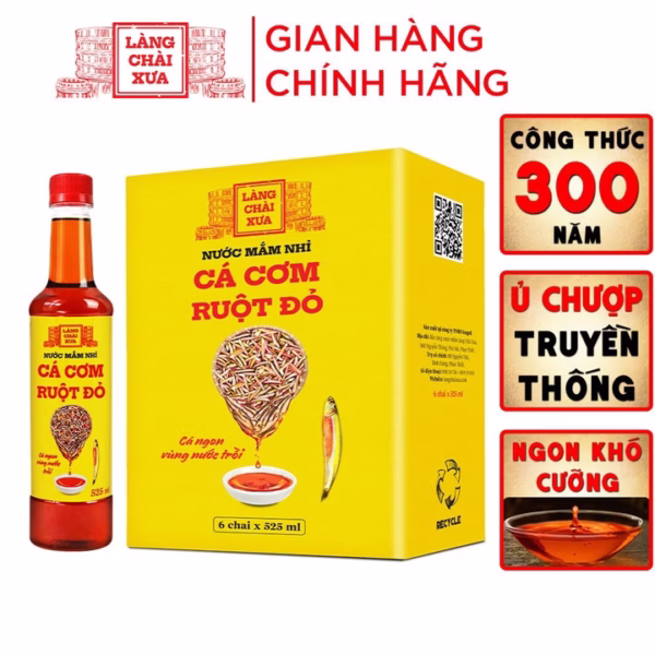 Nước Mắm Nhỉ Cá Cơm Ruột Đỏ 525Ml - Làng Chài Xưa
