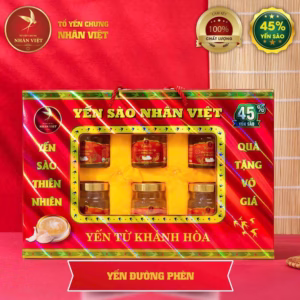 Hộp Quà Cao Cấp 6 Hũ Yến Sào Chưng Đường Phèn Nhân Việt 45% Yến Hũ 70Ml-Nhân Việt