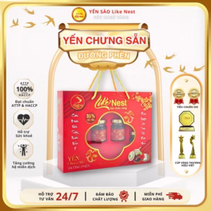 Giỏ Quà Tặng Cao Cấp 6 Hủ Yến Chưng Đường Phèn Like Nest 35% Tổ Yến - Like Beauty