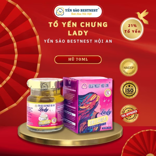 Yến Sào Bestnest Hội An - Hũ Yến Chưng Sẵn Lady 21% - Hũ 70Ml