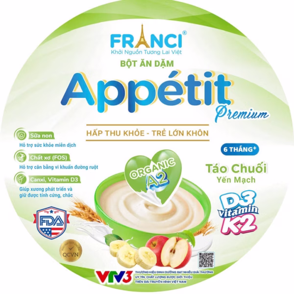 Bột Ăn Dặm Appétit- Táo Chuối Yến Mạch