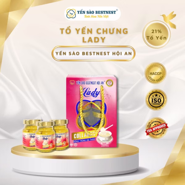 Yến Sào Bestnest Hội An - Yến Sào Chưng Sẵn Lady 21% - Hộp 4 Hũ 4 X 70Ml