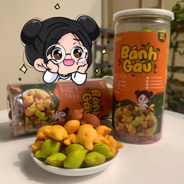 Bánh Gấu Yumi Nhân Kem Sữa 3 Vị Truyền Thống, Cà Phê, Chùm Ngây, Bánh Ngọt Ăn Vặt Thơm Ngon