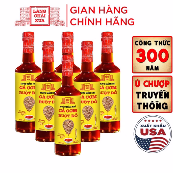 [Kf] Thùng 6 Chai Nước Mắm Nhỉ Cá Cơm Ruột Đỏ Làng Chài Xưa 500Ml/Chai Thủy Tinh Cá Vàng Ngon Vùng Nước Trồi 300 Năm Truyền Thống