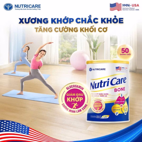 Sữa Nutricare Bone 850G Bổ Xung Canxi Giúp Chắc Khỏe Xương Khớp,Giảm Đau Khớp - Nutricare