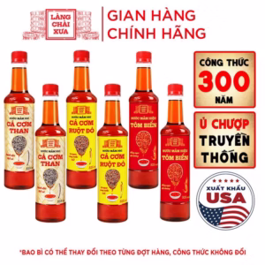 [Thùng 6 Chai - 3 Vị] Nước Mắm Nhỉ Cá Cơm Than, Tôm Biển, Cá Cơm Ruột Đỏ 525Ml/Chai Nhựa Cao Cấp - Làng Chài Xưa