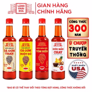 [Combo 4 Chai - 4 Vị] Nước Mắm Nhỉ Cá Cơm Than, Tôm Biển, Cá Cơm Ruột Đỏ, Chay 3 Trong 1 525Ml/Chai Nhựa - Làng Chài Xưa