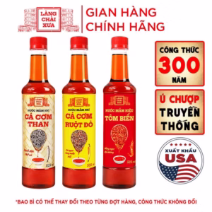 [Combo 3 Chai - 3 Vị] Nước Mắm Nhỉ Cá Cơm Than, Tôm Biển, Cá Cơm Ruột Đỏ 525Ml/Chai Nhựa - Làng Chài Xưa