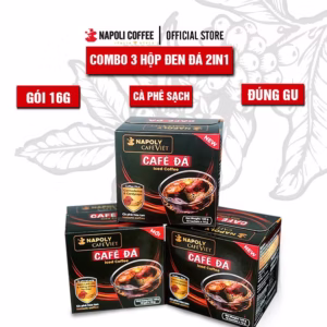 [Combo 3 Hộp] Cà Phê Hòa Tan Đen Đá 2In1 Bổ Sung Nấm Linh Chi Và Đông Trùng Hạ Thảo Hộp 10 Gói X 16Gr - Napoli Coffee
