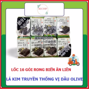 Lốc 16 Gói Rong Biển Ăn Liền Lá Kim Truyền Thống Vị Dầu Olive Ctb240 - Bechip