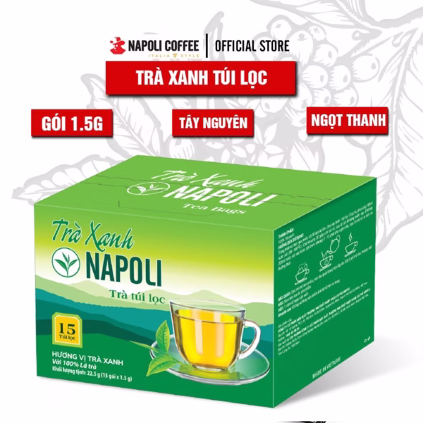 [Hộp] Trà Xanh Napoli Túi Lọc - Napoli Coffee - 15 Gói/Hộp