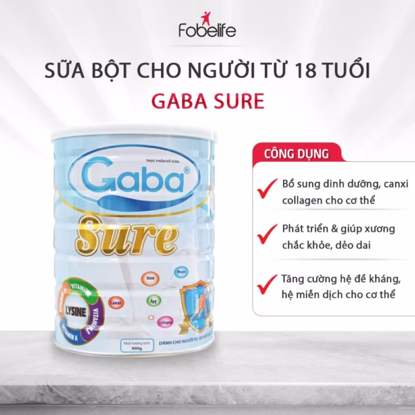 Sữa Bột Gaba Sure Bổi Bổ Phục Hồi Sức Khỏe, Bổ Sung Collagan, Canxi Cho Xương Dẻo Dai Chắc Khỏe - Fobelife