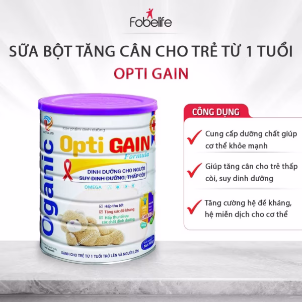 Sữa Bột Cho Bé Từ 1 Tuổi Opti Gain Cung Cấp Dinh Dưỡng, Giúp Tăng Cân, Tránh Tình Trạng Còi Xương Suy Dinh Dưỡng Ở Trẻ