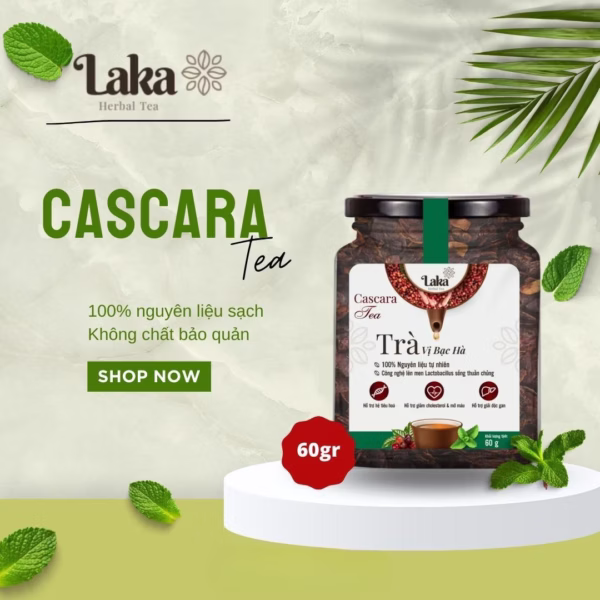 Trà Cà Phê Cascara Laka Tea Bạc Hà Hũ 60Gr, 100% Quả Cà Phê Chín Mọng, Công Nghệ Enzyme Độc Quyền