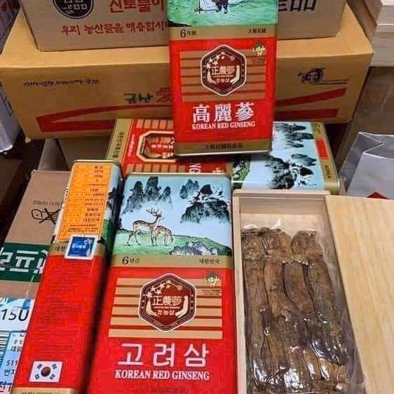 Sâm Khô Hàn Quốc Hộp Thiếc Nguyên Củ 6 Năm Tuổi Chính Hãng Hộp 150G - 300G - Ginseng