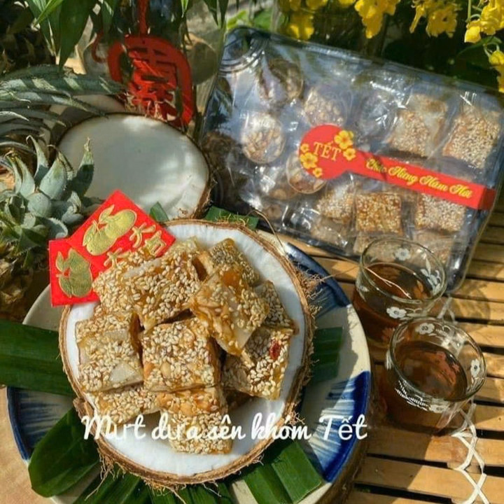 Mứt Dừa Sợi Sên Khóm Nhà Làm Không Pha 500G - Winnie House - Ảnh 2