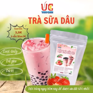 Bột Trà Sữa Dâu Hòa Tan, Đậm Vị, Thơm Ngon, Nước Uống Giải Khát, Dễ Pha Túi 500Gr - Lady'S Passion