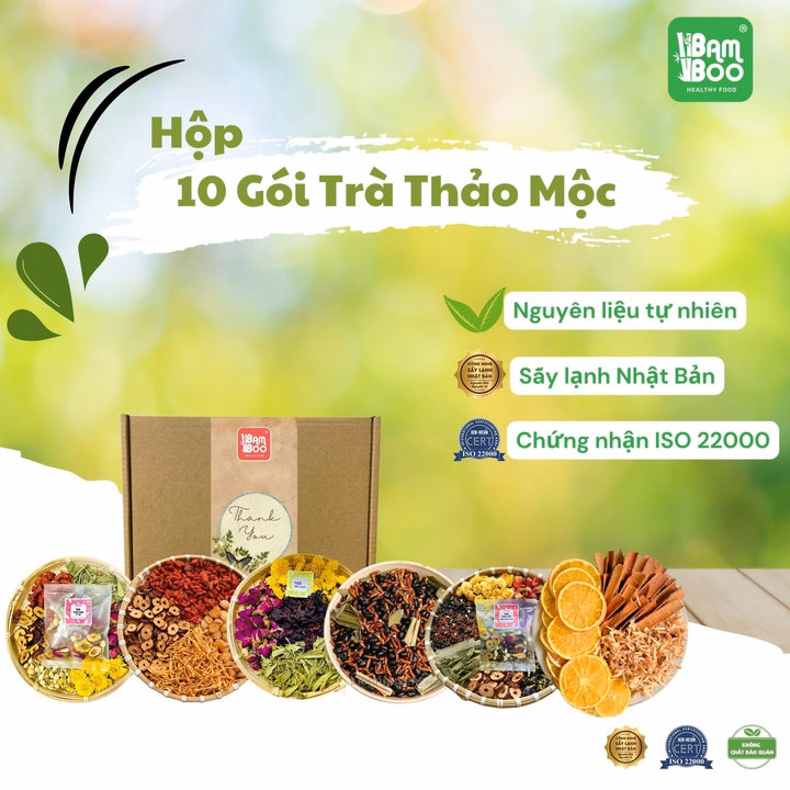 Trà Hoa Thảo Mộc 7 Vị Dưỡng Nhan Đẹp Da/ Hộp Mix 10 Gói Nhiều Vị - Bamboo - Ảnh 3