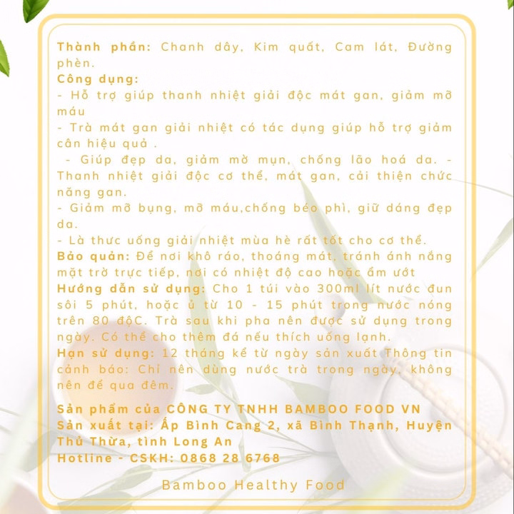 Trà Chanh Dây Kim Quất Sáng Da Chống Lão Hóa - Bamboo - Ảnh 2