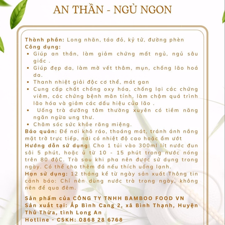 Trà Long Nhãn Dưỡng Tâm An Thần Ngủ Ngon - Bamboo - Ảnh 3