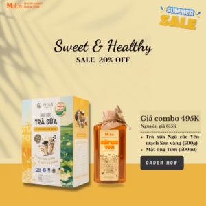 Combo_Ngũ Cốc Trà Sữa Yến Mạch Sen Vàng 500G & Mật Ong Tươi 500Ml_Redmelon