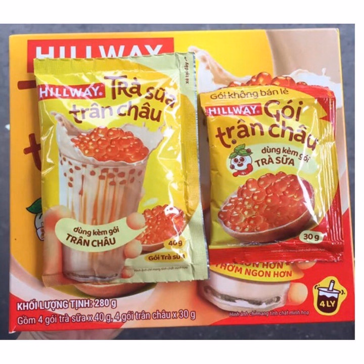 Trà Sữa Trân Châu Hillway Chuẩn Vị Đài Loan Có Trân Châu Hoàng Kim 280G/Hộp - Ctb756