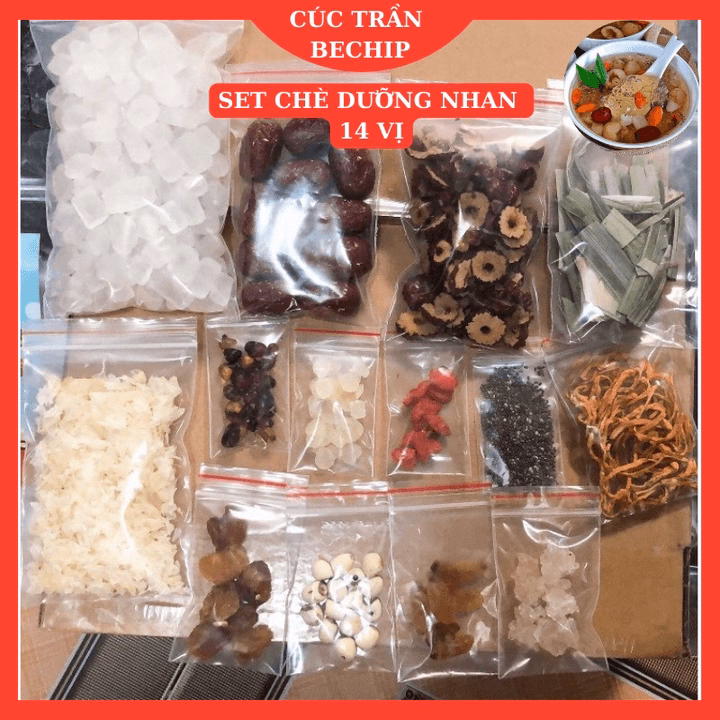 Set Chè Dưỡng Nhan, Set Nấu Chè Dưỡng Nhan Tuyết Yến 14 Vị Thượng Hạng, Có Đông Trùng - Ctb766