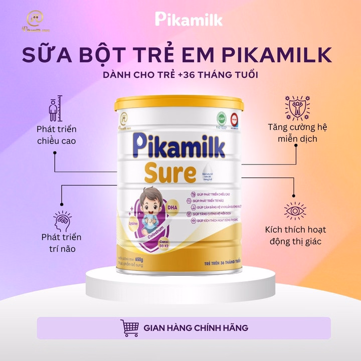 Sữa Pikamilk Sure Phát Triển Chiều Cao, Não Bộ, Tăng Cường Hệ Miễn Dịch Cho Bé Trên 36 Tháng Tuổi-Pikamilk