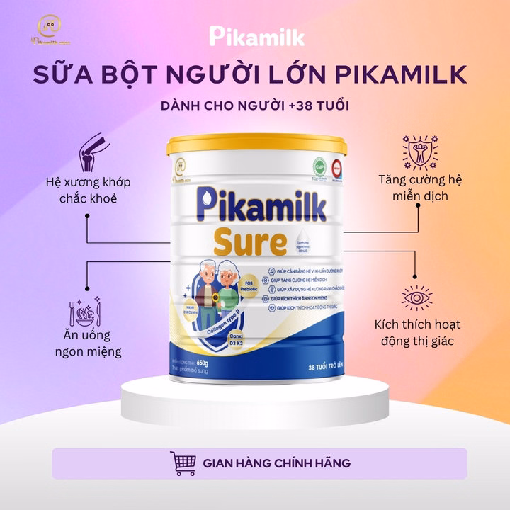 Sữa Pikamilk Sure Tăng Cường Hệ Cơ Xương Khớp Chống Loãng Xương Ở Người Trên 38 Tuổi - Pikamilk