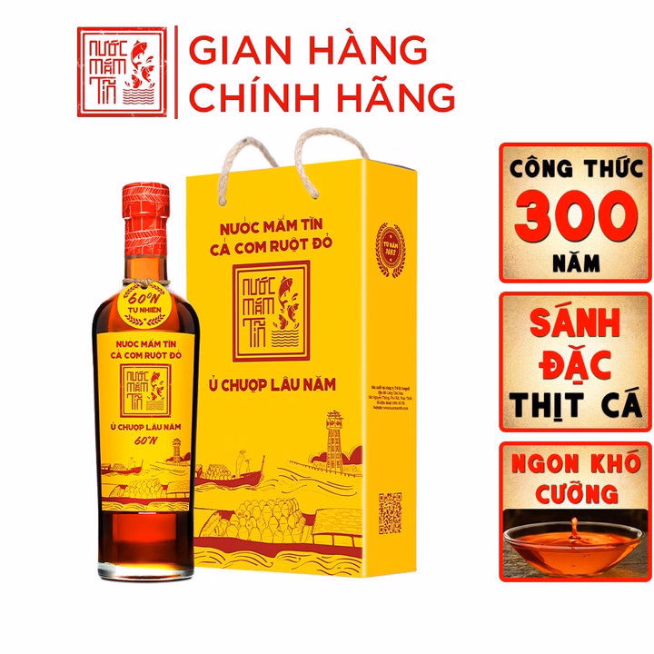 01 Chai Nước Mắm Tĩn Cá Cơm Ruột Đỏ Độ Đạm 60N Chai Thủy Tinh 500Ml - Nước Mắm Tĩn