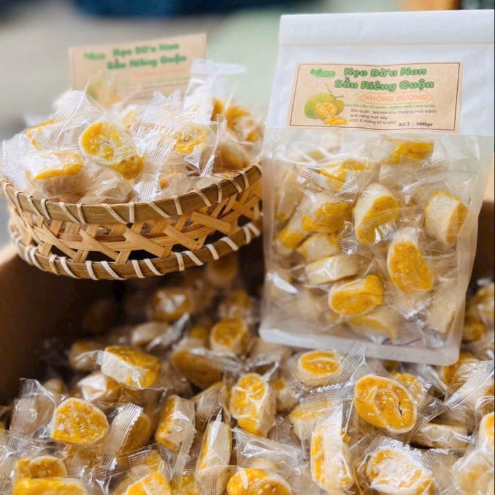Kẹo Dừa Non Sầu Riêng Cuộn Độc Đáo Thơm Ngon Chuẩn Vị 500G - Winnie House - Ảnh 3