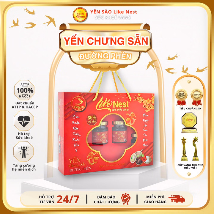 Yến Chưng Sẵn Cao Cấp Vị Đường Phèn Like Nest 35% ( Quà Tặng Vip 6 Hũ )