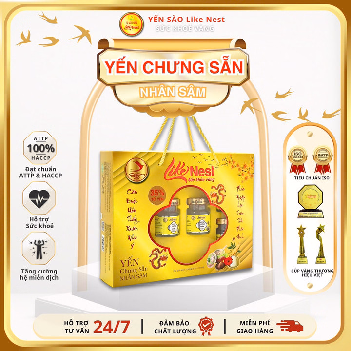 Yến Chưng Sẵn Cao Cấp Vị Nhân Sâm Like Nest 35% ( Quà Tặng Vip 6 Hũ )