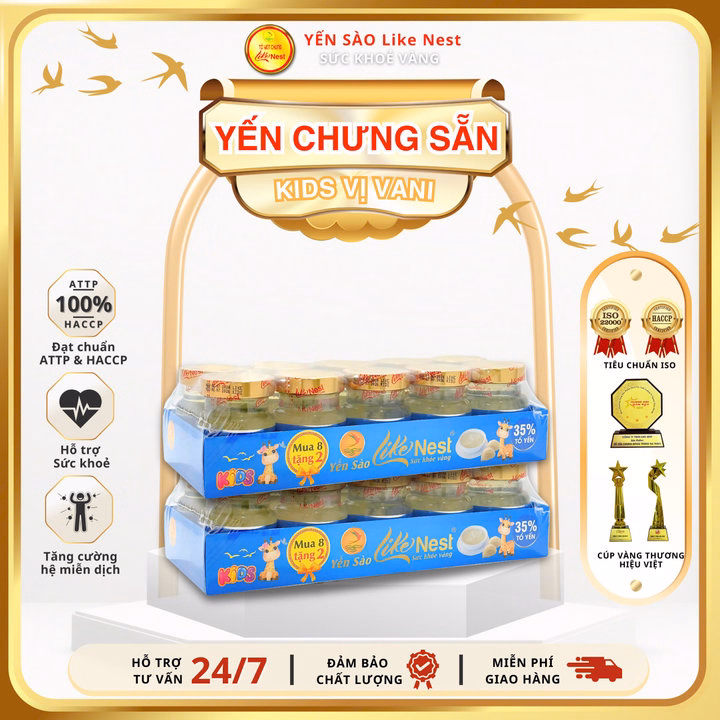 Yến Chưng Sẵn Kids Vị Vani Like Nest 35% (Giỏ Mini Tiết Kiệm 6 Hũ) - Ảnh 4