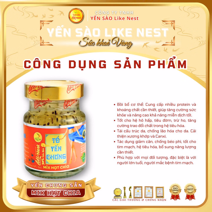 Yến Chưng Sẵn Vị Hạt Chia Like Nest 32% (Giỏ Mini Tiết Kiệm 6 Hũ) - Ảnh 3