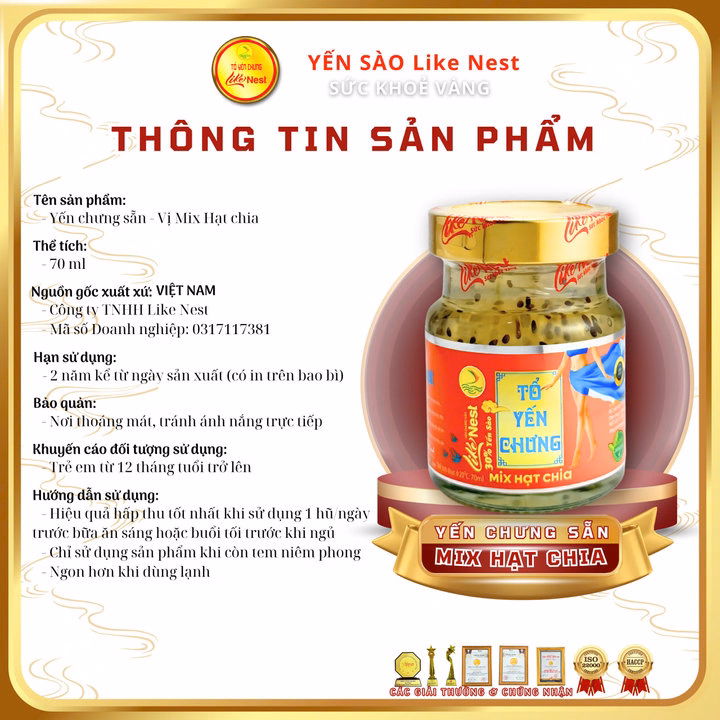 Yến Chưng Sẵn Vị Hạt Chia Like Nest 32% (Giỏ Mini Tiết Kiệm 6 Hũ) - Ảnh 2