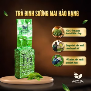 Set 2 Gói Trà Đinh Hảo Hạng Sương Mai Kèm Hộp Gỗ Thông Sang Trọng Sương Mai