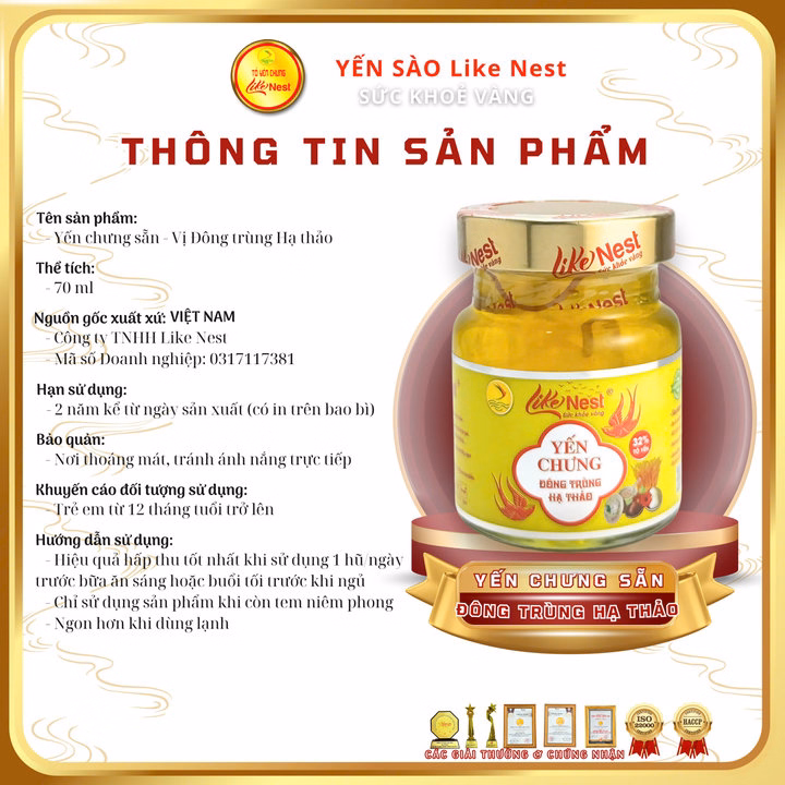 Yến Chưng Sẵn Vị Đông Trùng Hạ Thảo Like Nest 32% (Giỏ Mini Tiết Kiệm 6 Hũ) - Ảnh 3
