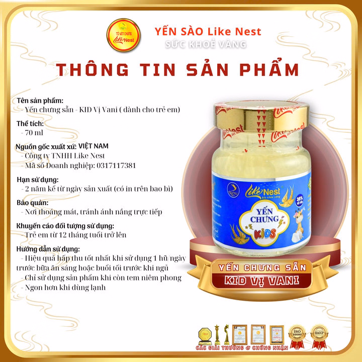 Yến Chưng Sẵn Kids Vị Vani Like Nest 35% ( Giỏ Mini Tiết Kiệm 6 Hũ ) - Ảnh 2