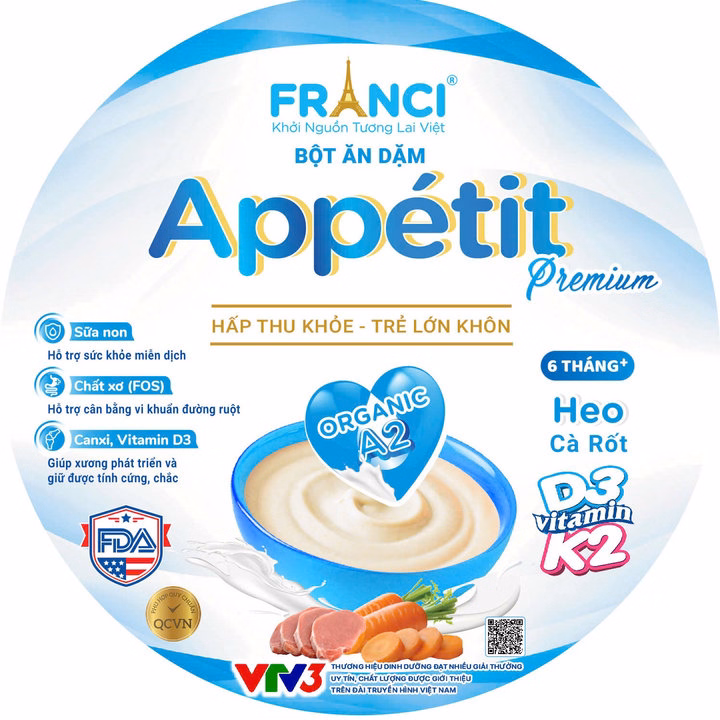 Bột Ăn Dặm Appétit- Heo Cà Rốt